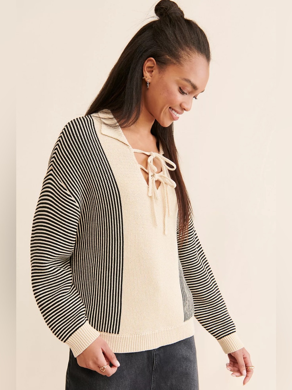 Found Striped Knit Collar Sweater| Free people
Sz: S